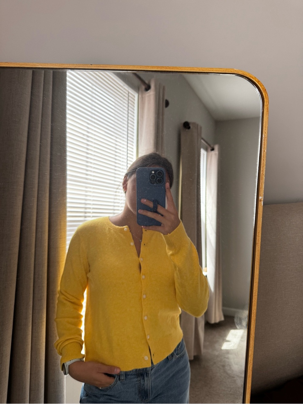 Old Navy Bright Yellow Crewneck Cardigan
